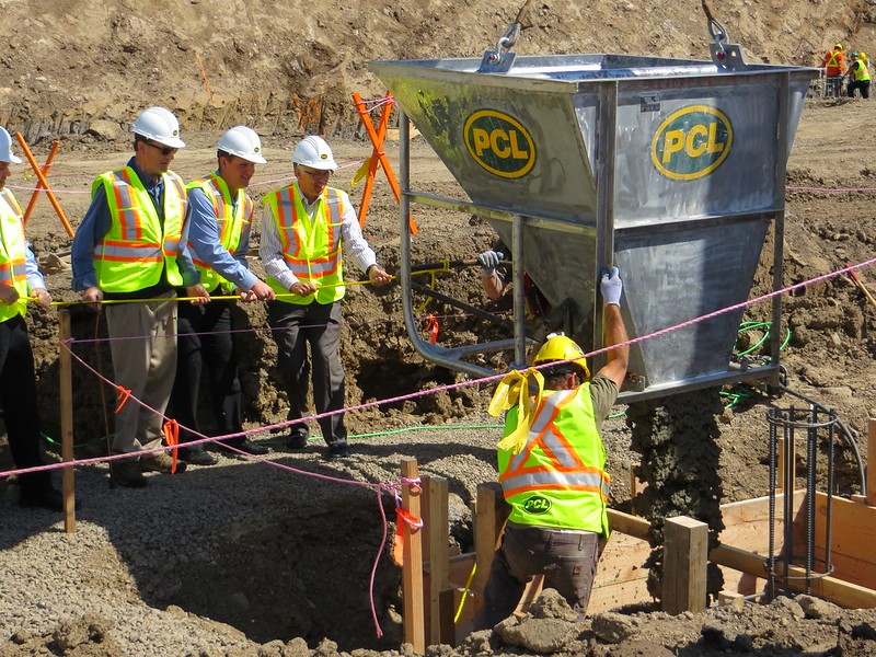 Crews begin a concrete pour at a B.C. construction site.