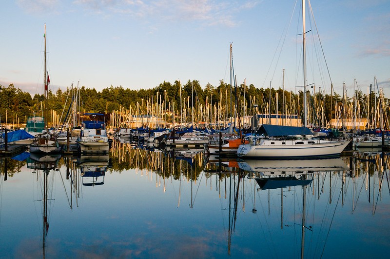 Boats sit in the water on Salt Spring Island, B.C.