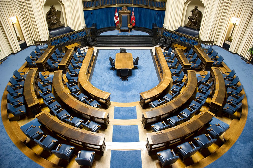 The Manitoba Legislature sits empty.